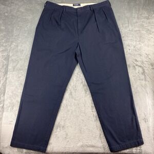 Vintage Polo Ralph Lauren Pants Mens 44x32 (fits 42x31) Navy Blue Chino Pleated